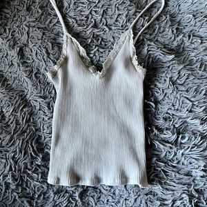 White crop tank with lace